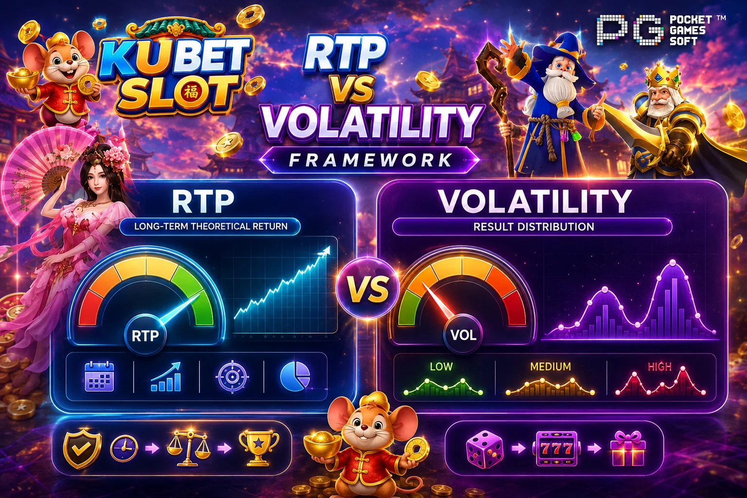ภาพเปรียบเทียบ RTP กับ Volatility ของเกมสล็อต