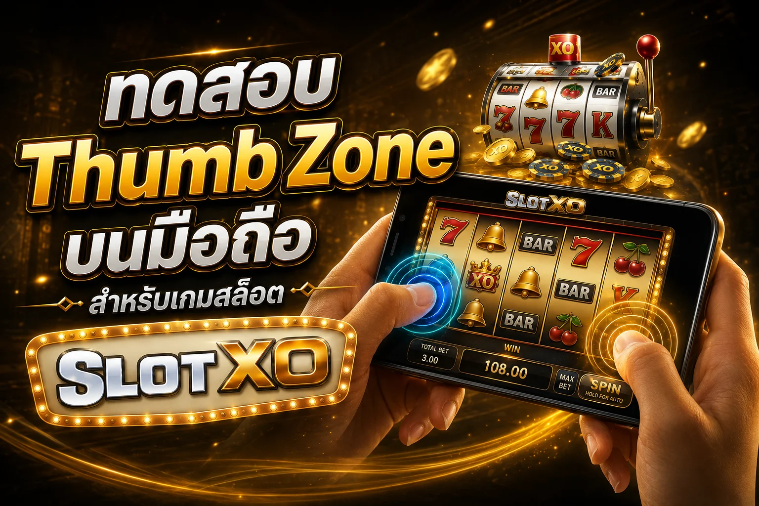ทดสอบ Thumb Zone บนมือถือสำหรับเกมสล็อต SLOT XO