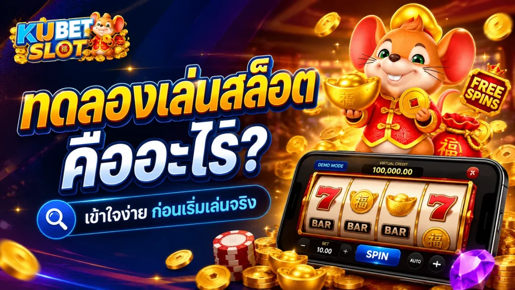ทดลองเล่นสล็อตคืออะไร พร้อมตัวอย่าง Demo Mode, Virtual Credit และหน้าจอเกมสล็อต