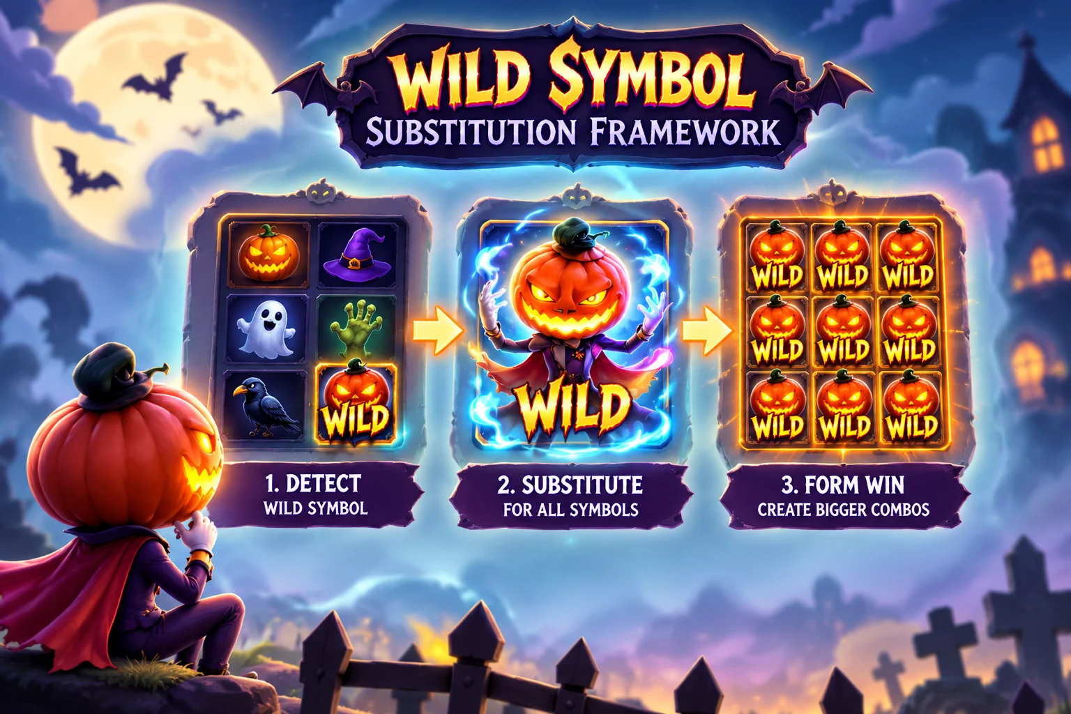 ตัวอย่างการทำงานของ Wild Symbol ในการแทนสัญลักษณ์เกมสล็อต